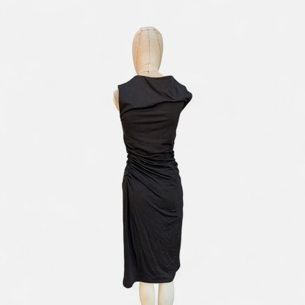 Camila Coelho Black Ruched Midi Dress - Large - New - Picture 3 of 8